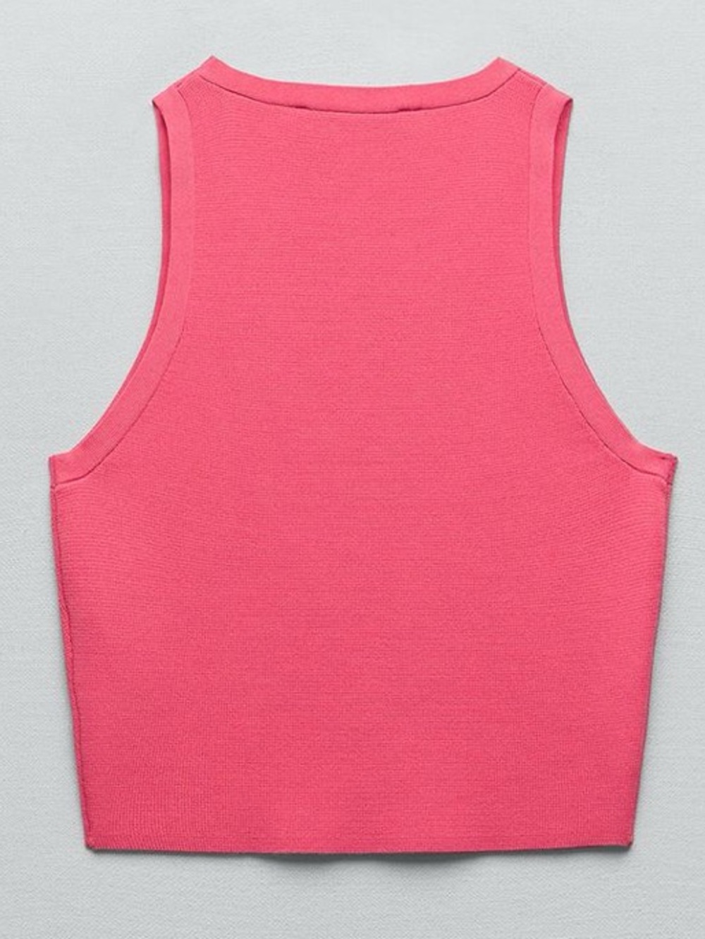 Zara Ribbed Crop Tank Top - Hot Pink
